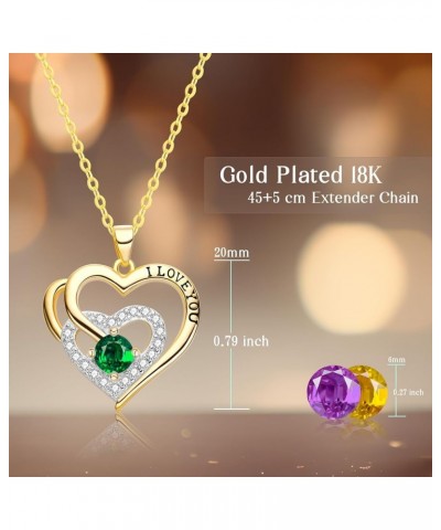 Necklaces for Women,I LOVE YOU 18K Plated/925 Hypoallergenic Silver Heart Birthstone Pendant,Anniversary Jewelry Birthday Sta...