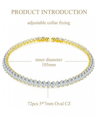 Cubic Zirconia Choker Necklaces for Women and Girls, Sparkling Rhinestone Yellow Gold Plated Tennis Necklace Fake Diamond Cha...