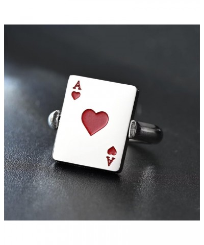 Flippable Heart A Spade A Ring for Men and Women Turnover Poker Card Rings,Stainless Steel Hearts Ace Overturn Spades Ace Sta...