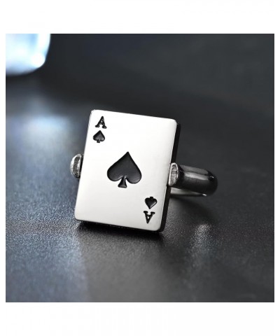 Flippable Heart A Spade A Ring for Men and Women Turnover Poker Card Rings,Stainless Steel Hearts Ace Overturn Spades Ace Sta...