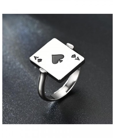 Flippable Heart A Spade A Ring for Men and Women Turnover Poker Card Rings,Stainless Steel Hearts Ace Overturn Spades Ace Sta...