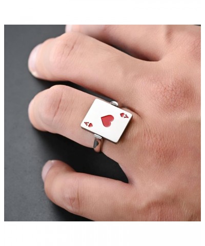 Flippable Heart A Spade A Ring for Men and Women Turnover Poker Card Rings,Stainless Steel Hearts Ace Overturn Spades Ace Sta...