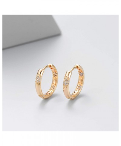 Dainty CZ Huggie Hoop Earrings 14K Gold Plated Chunky Simple Cute Thick Round Frill Bead Ball Starburst Cuff Earrings Cubic Z...