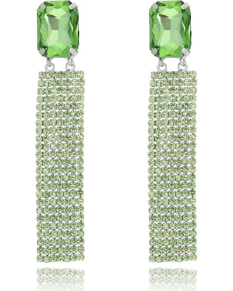 Rhinestone Tassel Drop Statement Dangle Earrings for Women,Elegant Trendy Unique Prom Earrings,Women Jewelry Gifts Green $8.2...