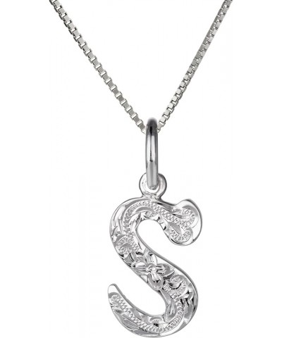 925 Sterling Silver Rhodium Plated Hawaiian Initials ABC Alphabet Letter Necklace Pendant Charms, Nickel Free Hypoallergenic ...