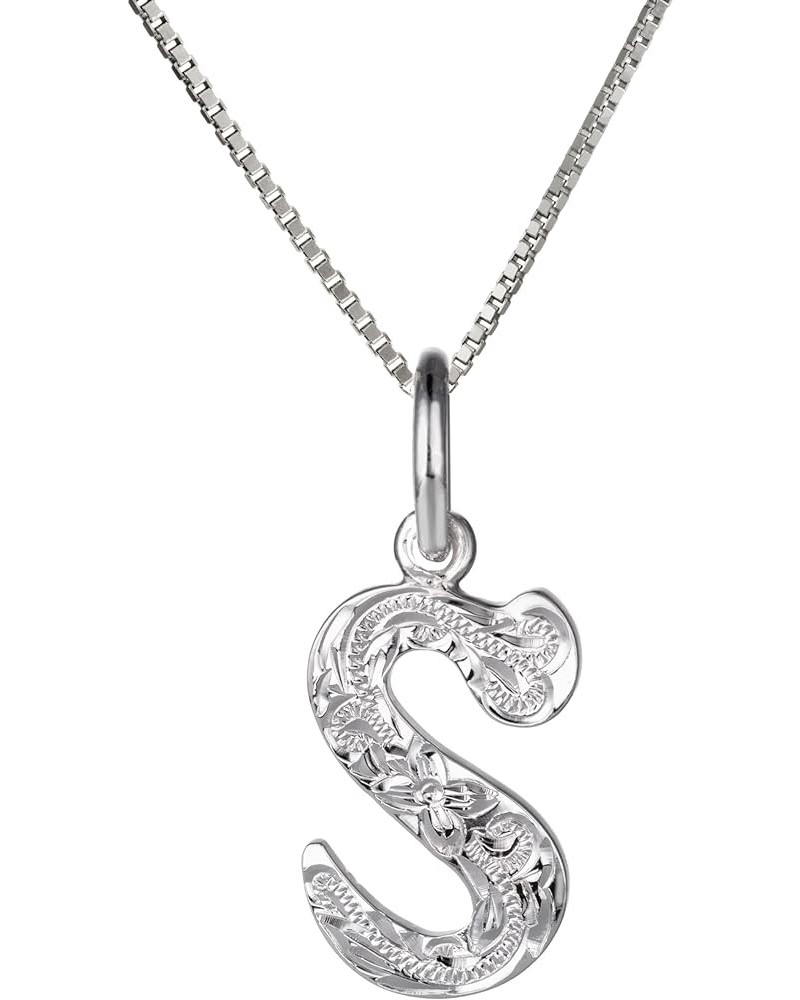 925 Sterling Silver Rhodium Plated Hawaiian Initials ABC Alphabet Letter Necklace Pendant Charms, Nickel Free Hypoallergenic ...