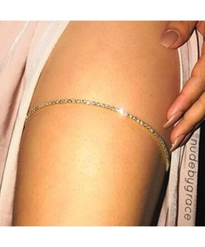 Boho Rhinestone Thigh Chain Shiny Crystal Leg Chain Gold Bikini Thigh Chain Club Summer Beach Body Chain Jewelry for Women an...