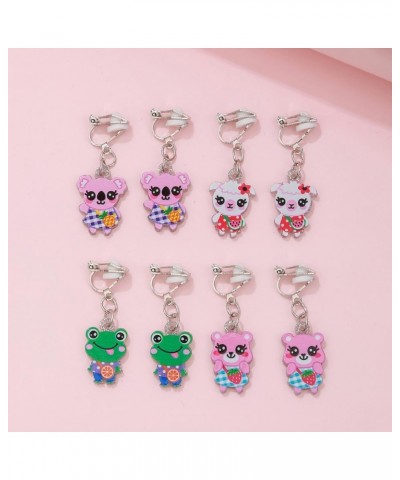 6 Pairs Cute Animal Cat Dinosaur Clip on Earrings Lovely Pet Non Pierced Earrings for Women Girls Christmas Birthday Gift 4 P...