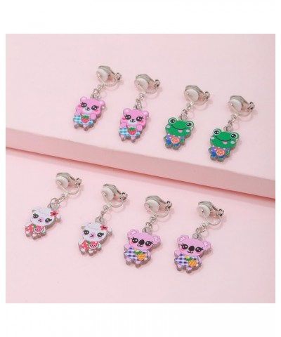 6 Pairs Cute Animal Cat Dinosaur Clip on Earrings Lovely Pet Non Pierced Earrings for Women Girls Christmas Birthday Gift 4 P...