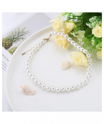 Pearl Necklace Bracelet for Women Simulated Faux Pearl Necklace Bracelet for Mother Lady Girls 10mm Pearl $5.93 Necklaces