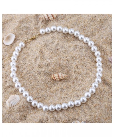 Pearl Necklace Bracelet for Women Simulated Faux Pearl Necklace Bracelet for Mother Lady Girls 10mm Pearl $5.93 Necklaces