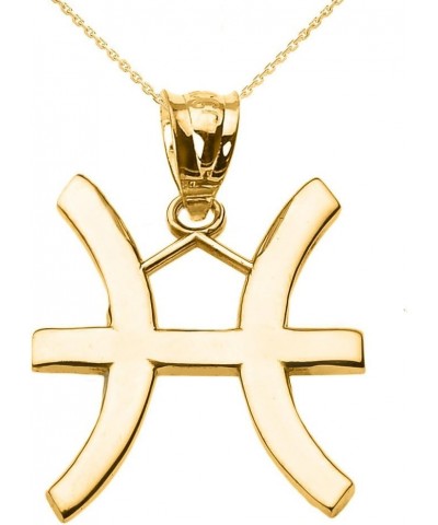 14K Yellow Gold Zodiac Astrological Sign Charm Personalized Pendant Necklace - Choice of Symbol & Chain Length 20" Pisces: Fe...