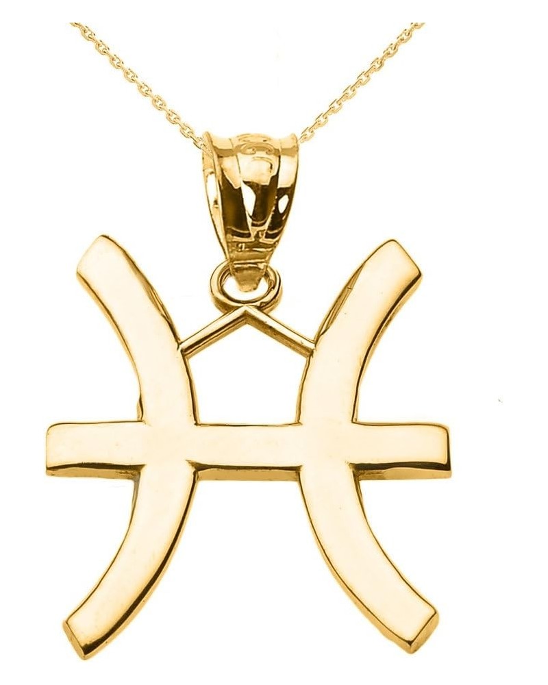 14K Yellow Gold Zodiac Astrological Sign Charm Personalized Pendant Necklace - Choice of Symbol & Chain Length 20" Pisces: Fe...