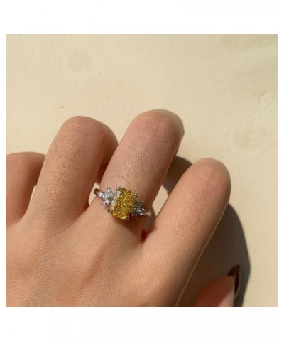 1.5 Carat Promise Rings Simulated Yellow/Purple/Red/Blue/Pink Diamond Cubic Zirconia Ring Radiant Cut Sterling Silver Ring Tr...