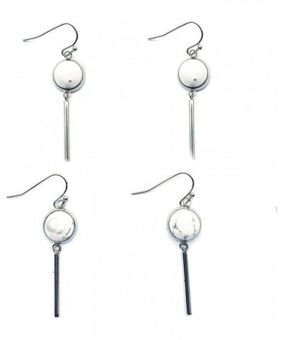 8mm 10mm 12mm Natural Crystal Stones Stainless Steel Dainty Tube Bar Dangle Earrings White Turquoise 10.0 Millimeters $9.59 E...