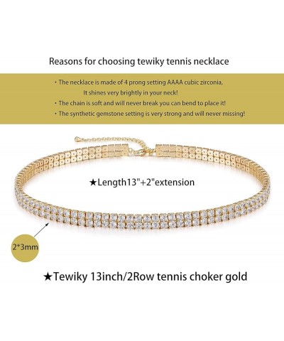 Tennis Necklace 14K Gold Plated/Silver Sparking Rhinestone Choker Necklaces Dainty Crystal Cubic Zirconia Bridal Wedding Jewe...