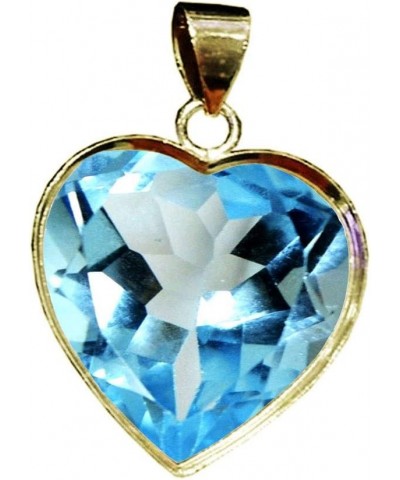 Choose Your Gemstone Pendants Heart Shape Sterling Silver 18K Gold Plated Locket For Men Women natural-cabachon-Blue-Topaz ye...