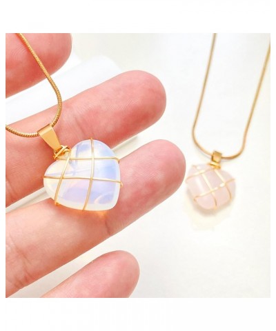 Heart Shaped Moonstone Pendant Necklace - Elegant Princess Costume Jewelry for Women Girls White $4.39 Necklaces