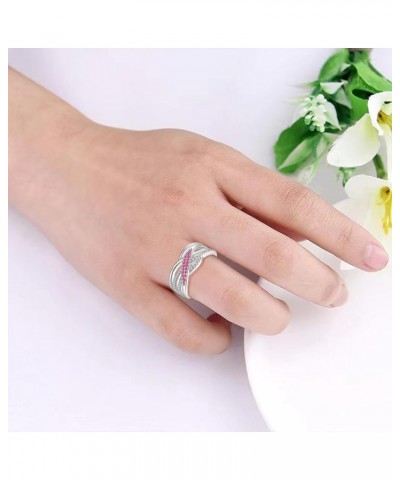 925 Sterling Silver Infinity Celtic Knot Cubic Zirconia Rings, 18K White Gold Plated X Crossover Band Rings Statement Jewelry...