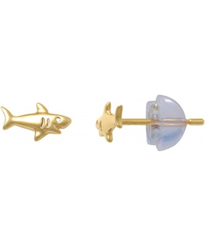 14K Yellow Gold Shark Stud Earrings Silicone Push Back $29.14 Earrings