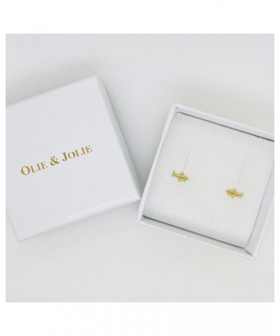 14K Yellow Gold Shark Stud Earrings Silicone Push Back $29.14 Earrings