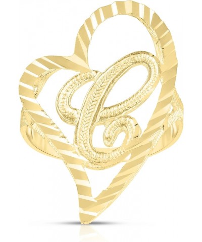 10k Yellow Gold Small Medium or Large A-Z Cursive initial Letter Heart Ring C-Medium $83.48 Others