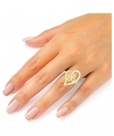 10k Yellow Gold Small Medium or Large A-Z Cursive initial Letter Heart Ring C-Medium $83.48 Others