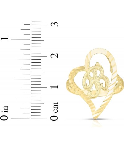 10k Yellow Gold Small Medium or Large A-Z Cursive initial Letter Heart Ring C-Medium $83.48 Others