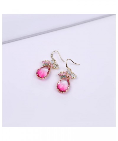 Crystal Teardrop Earrings CZ Butterfly Earrings Gold Dangle Earrings Jewelry Gift for Women Red $12.51 Earrings