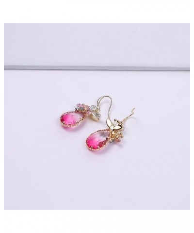 Crystal Teardrop Earrings CZ Butterfly Earrings Gold Dangle Earrings Jewelry Gift for Women Red $12.51 Earrings