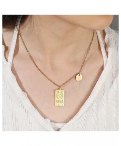 Zodiac Necklaces for Women 12 Constellation Tarot Card Necklace Stainless Steel Sagittarius $5.82 Necklaces