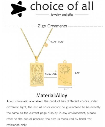 Zodiac Necklaces for Women 12 Constellation Tarot Card Necklace Stainless Steel Sagittarius $5.82 Necklaces