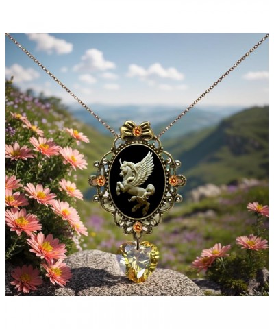 Eye-catching Crystal Heart Necklace for Women Cameo Pendant Jewelry Deluxe Gift Lucky Unicorn $6.71 Necklaces