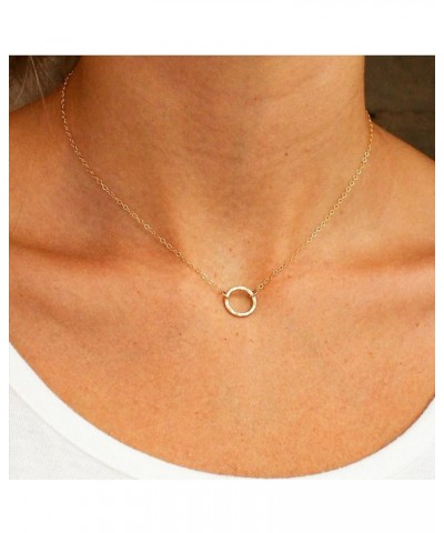 Gold Moon/Circle Necklace for Women Silver Dainty 316L Stainless Steel Moon Circle Pendant Simple Trendy Jewelry Circle-Silve...