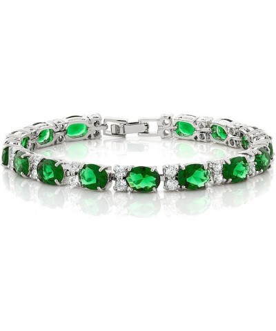 40.00 Ct Oval and Round Green Color Cubic Zirconias CZ Tennis Bracelet For Women 7 Inch $14.99 Bracelets