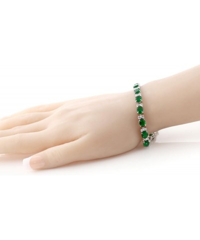 40.00 Ct Oval and Round Green Color Cubic Zirconias CZ Tennis Bracelet For Women 7 Inch $14.99 Bracelets