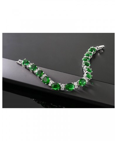 40.00 Ct Oval and Round Green Color Cubic Zirconias CZ Tennis Bracelet For Women 7 Inch $14.99 Bracelets