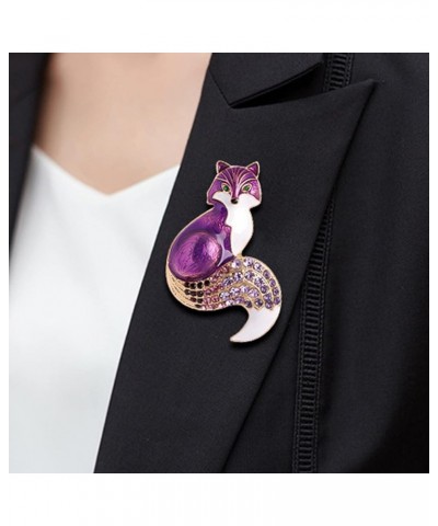 Enamel Pin Brooches Crystal Pin For Women Girls,Brooch Pin Fox Shape Exquisite Men Women Cartoon Long Lasting Lapel Brooch Cl...