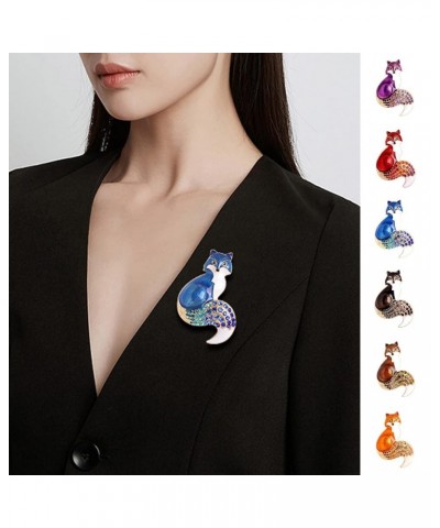 Enamel Pin Brooches Crystal Pin For Women Girls,Brooch Pin Fox Shape Exquisite Men Women Cartoon Long Lasting Lapel Brooch Cl...