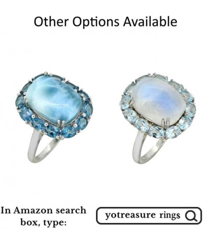 Moonstone and Sky Blue Topaz Cluster Ring Solid 925 Sterling Silver $26.95 Rings