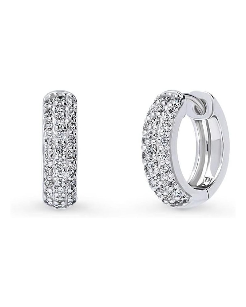 Sterling Silver Dome Cubic Zirconia CZ Fashion Hoop Earrings for Women, Rhodium Plated Sizes 0.62", 0.66", 0.82 0.66 inch $19...