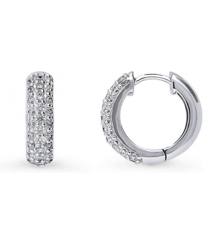 Sterling Silver Dome Cubic Zirconia CZ Fashion Hoop Earrings for Women, Rhodium Plated Sizes 0.62", 0.66", 0.82 0.66 inch $19...