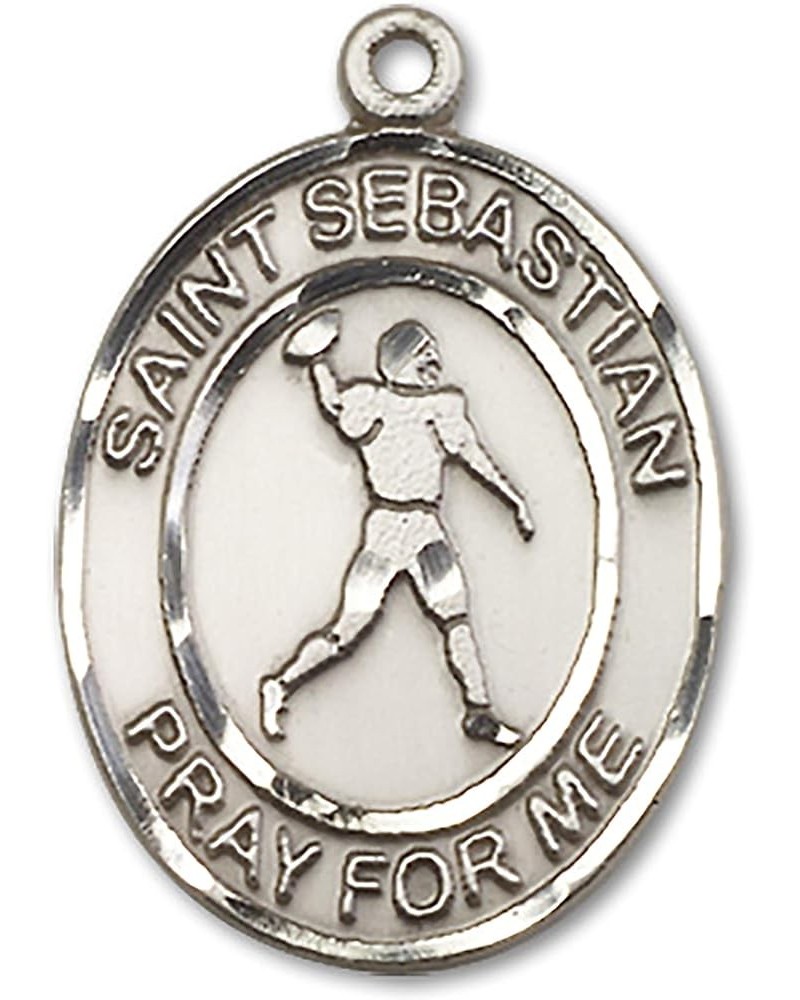 Sterling Silver Sport Medal St. Sebastian | Football 2 $34.03 Necklaces