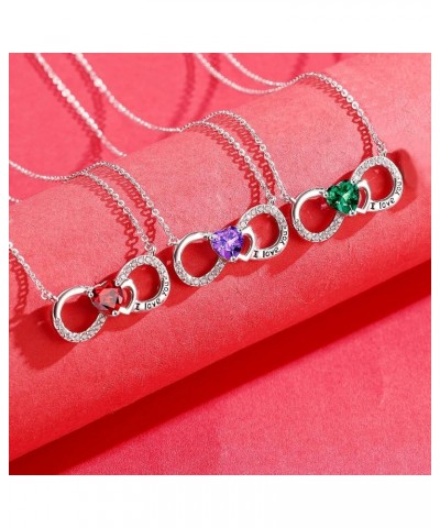 Mothers Day Gifts for Women Girls Birthstone Necklace, Sterling Silver Infinity Birthstone Necklace Engraved with I Love You ...