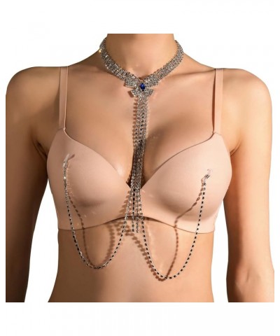 Rhinestone Bra Body Chain Luxury Rhinestone Non Piercing Nipple Body Chain Crystal Underwear Chain Necklace Bikini Body Jewel...