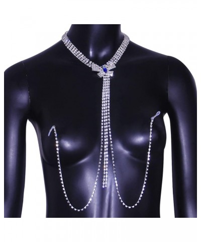 Rhinestone Bra Body Chain Luxury Rhinestone Non Piercing Nipple Body Chain Crystal Underwear Chain Necklace Bikini Body Jewel...