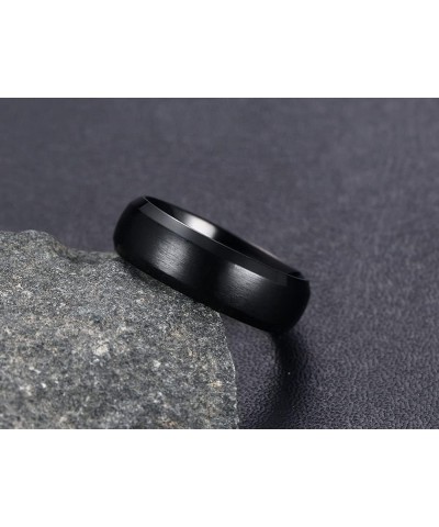 Her Demon & His Angel Couple Ring Set for Him Her 6MM Black Brushed Finish Stainless Steel Bevel Edges Wedding Band Promise E...