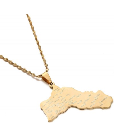 Stainless Steel Gold Color Kurdistan Map Pendant Necklace Kurdish Flag Map Chain Jewelry Gold $7.02 Necklaces