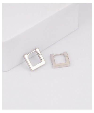 Gold Hoop Earrings for Women, Gold Square Earrings Hoop Huggie Earrings Sterling Silver Rectangle Hoops Small Square Hoop Ear...