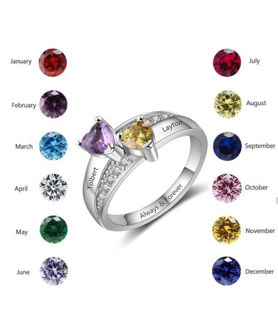 Personalized 2 Birthstones Ring with Natural Diamonds for Women Mom Wife Girlfriend,10K 14K 18K Solid Gold Custom Birthstones...